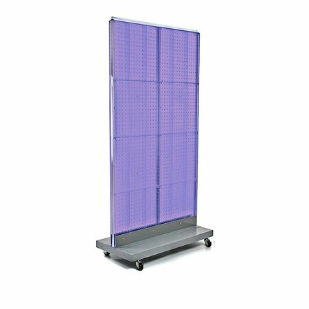 AZAR DISPLAYS Two-Sided Double Pegboard Floor Display on Wheeled Base 700732-PUR